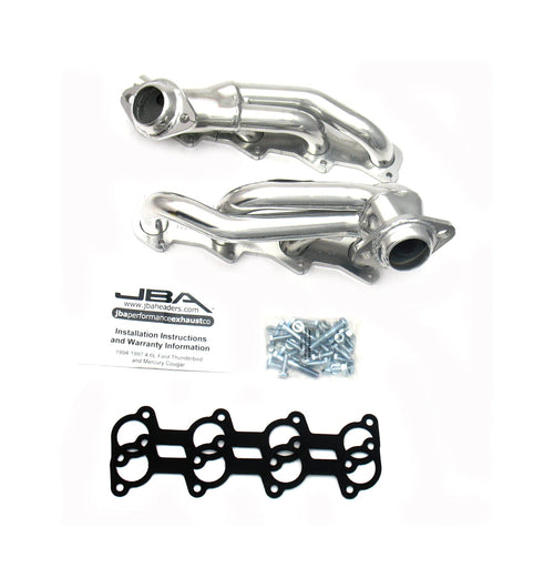 1-1/2" Shorty Stainless Steel Silver Ceramic Exhaust Header JBA for Thunderbird Cougar 4.6L 94-97