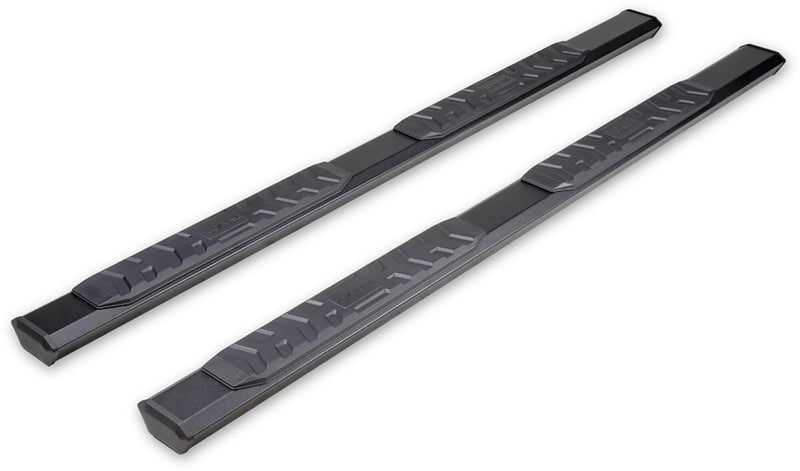 TrailFX AL4025B Nerf Bar, 4-1/2 Inch Hexagonal Straight, with Step Pads, Rocker Panel Mount, Powder Coated, Black, Aluminum, with Plastic End Caps/Bracket Covers, Fits 2024-2025 Ford Ranger