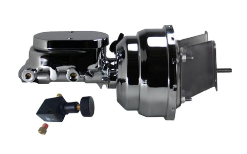 Compact-10 Series LEED BRAKES 8 Inch Dual Power Booster Kit With Adjustable Proportioning Valve Chrome