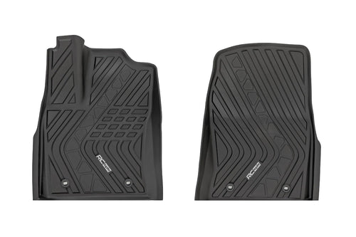 Rough Country Front Flex-Fit Floor Mats for Toyota Tundra (2022–2025) Crew Cab - Custom All-Weather Non-Slip TPE Liners w/Spill Saver Lip