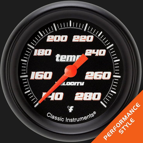 Velocity Black Classic Instruments 2 5/8 in Water Temperature Gauge VS326BBPF-04 1/4