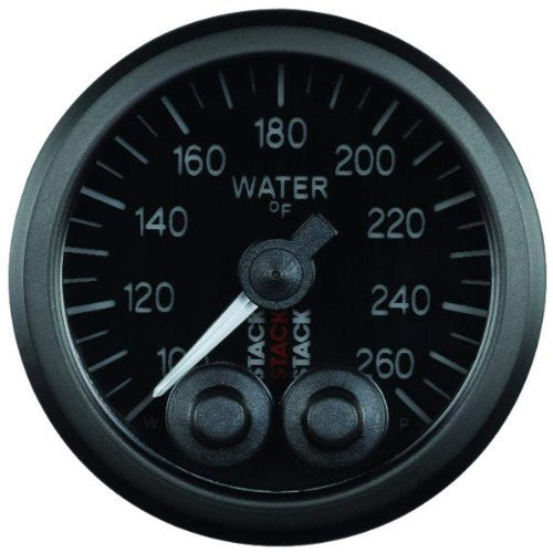 100-260 deg F Water Temp Gauge Autometer Stack Pro Control 52mm - Black (1/8in NPTF Male)
