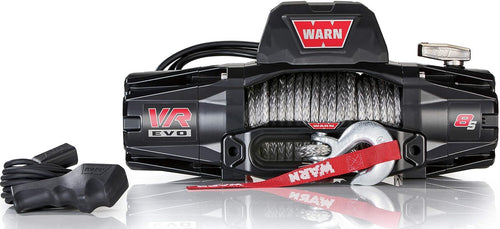 8-S WARN VR EVO Electric 12V DC Winch – 8,000 lb Pulling Capacity, Synthetic Rope, IP68 Waterproof, High-Performance Off-Road Recovery Winch for Jeeps, SUVs, and Light Trucks