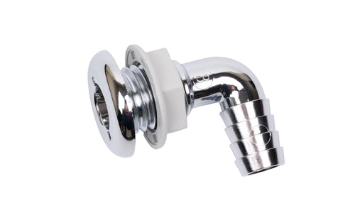 90 Degree Thru-Hull Fitting T-H Marine | 3/4" Chrome Plated Hose Barb for Durable Marine Connections | UV Stabilized Plastic for Longevity | Easy Installation for Maintenance and Replacement