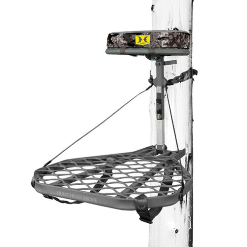 Hawk Tree Hang-On Stands – Durable, Comfortable Deer Hunting Platforms with Safety Harness Systems, Grey Finish, XL