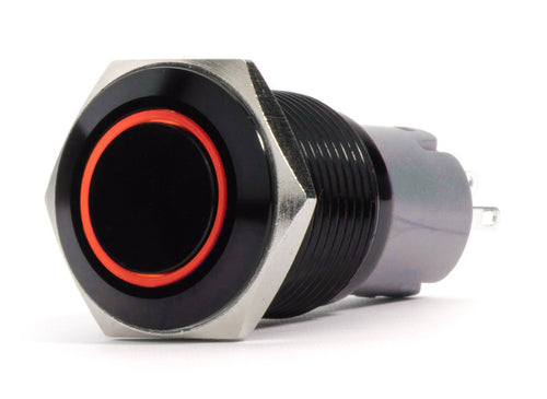 Race Sport Lighting 19mm RS-B19MM-LEDR Black 2-Position On/Off Switch (RED) - Black Flush Mount 12V