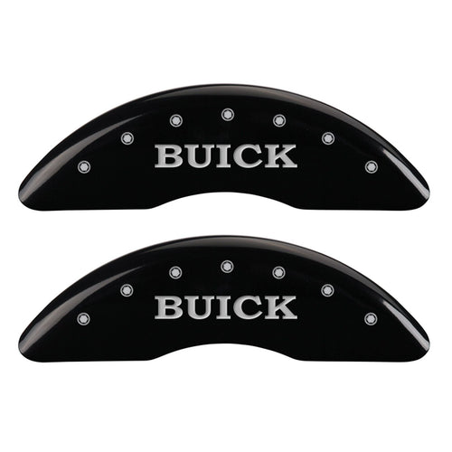 MGP Set of 4 Caliper Covers 49012SBSHBK, Engraved Front: Buick - Engraved Rear: Buick Shield, Black Powder Coat Finish, Silver Characters