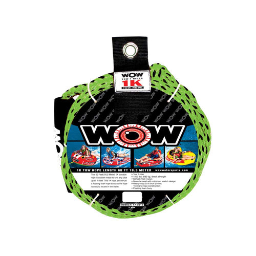 1k WOW World of Watersports 60 ft. Tow Rope with Floating Foam Buoy 1 Person Tow Rope for Boating, 17-3010
