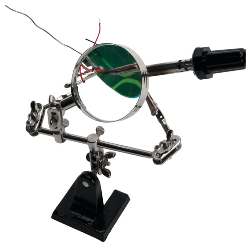 Helping Hands Performance Tool W2010 Magnifier Soldering Station, Magnifying Glass with Clamp and Alligator Clips for Assembly, Repair, Modeling, Crafts (Black)