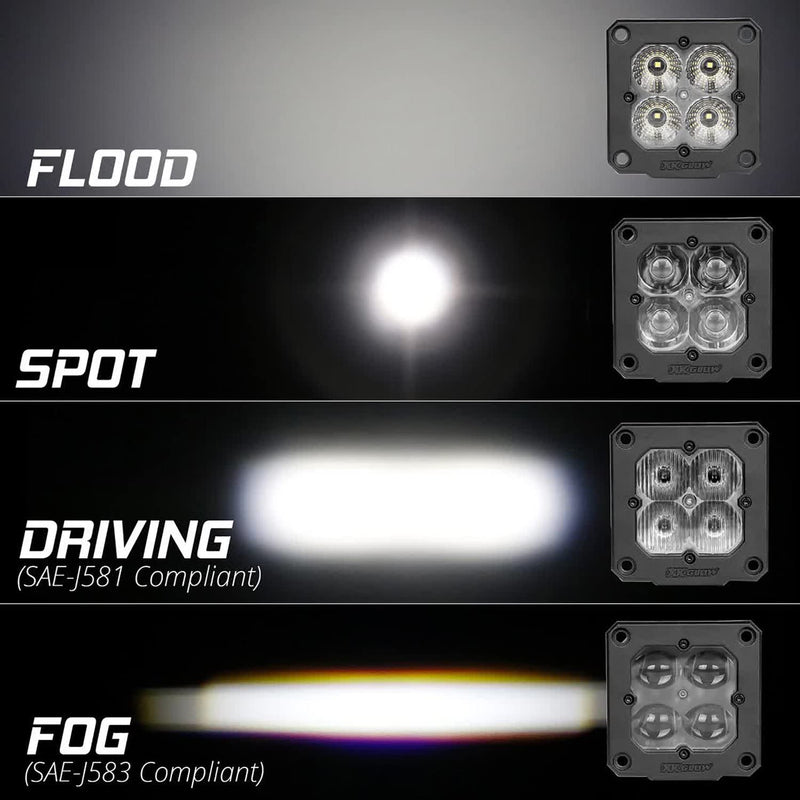 XKGLOW 1PC Flush Mount Cube Light Flood Beam SAE Bluetooth App Control