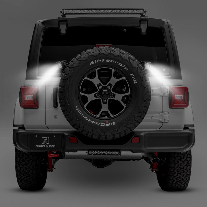 ZROADZ LED Bracket Rear Tire - Compatible w/ 2019-2022 Jeep JL - to Mount (2) 3 Inch LED Pod Lights - Mild Steel Gloss Black Finish - Bolt-On Easy Installation - PN #Z394951
