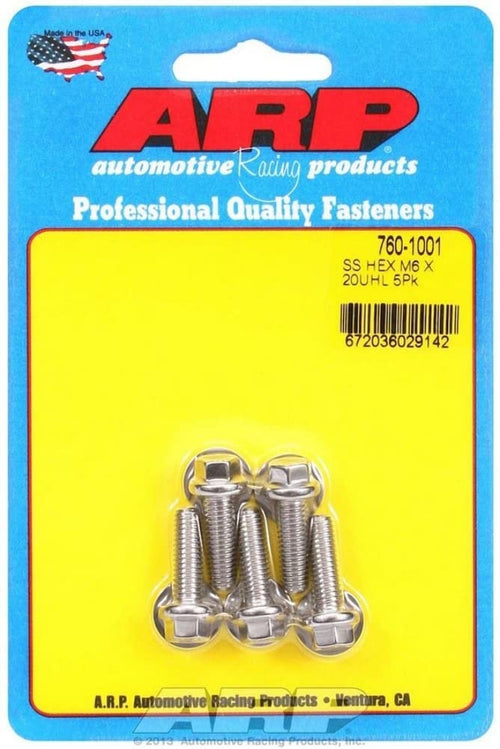 760-1001 Autoracing Products S/S Bolt Kit - 6pt. (5) 6mm x 1.00 x 20mm