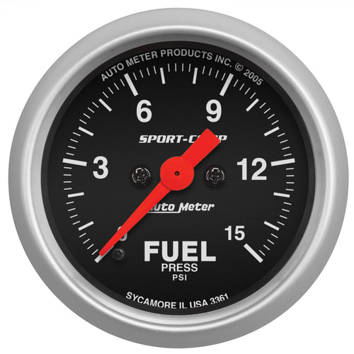 Auto Meter Sport-Comp Electric Fuel Pressure Gauge, 2-1/16" (52.4mm) 3361