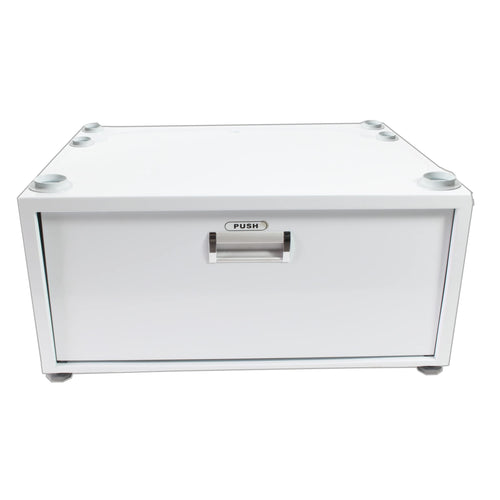 24in Equator Laundry Pedestal 11in tall + Rollout Storage Drawer Adjustable feet (White)