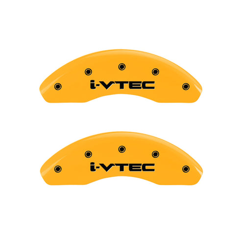 Caliper Covers MGP 39019SIVTYL Yellow (Set of 4, Engraved Front and Rear: i-Vtec, Yellow powder coat finish, black characters)
