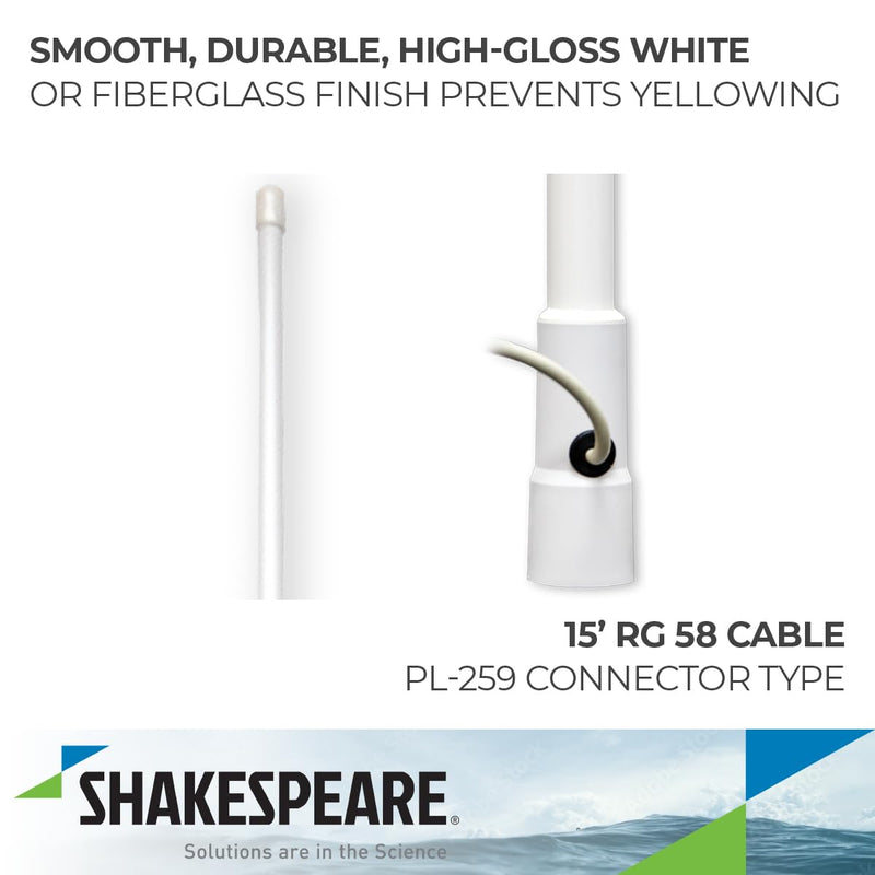 White Shakespeare 5206-N 8' Marine Antenna