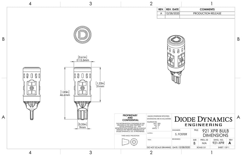 921 XPR Diode Dynamics Cool White Backup LED Bulbs