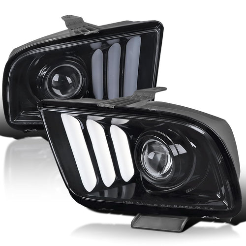 Smoke Projector Headlights SPEC-D TUNING Compatible with 2005-2009 Ford Mustang, Left + Right Pair Headlamps Assembly