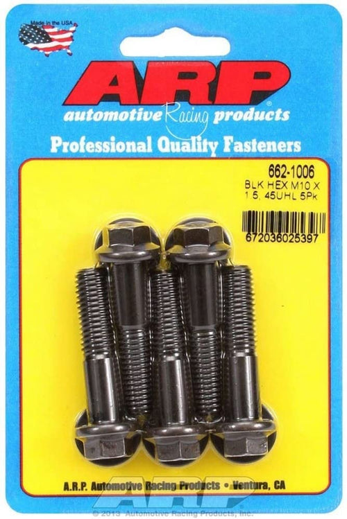 M10 x 1.50 x 45 ARP Hex Black Oxide Bolts (5/pkg)