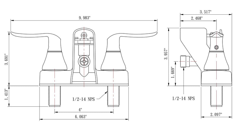 Dura Faucet RV Tub, Shower Faucet Valve Diverter DF-SA110LH-CP with Winged Levers (Chrome)