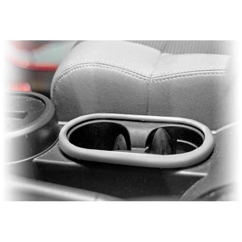Cup Holder Trim Rugged Ridge for Jeep Wrangler JK | Thermoplastic Olefin (TPO), Brushed Silver | 11151.13 | Fits 2007-2010 Jeep Wrangler JK
