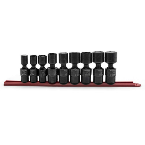 9 Pc. GEARWRENCH 1/2" Drive 6 Point Standard X-Core™ Pinless Universal Impact SAE Socket Set - 84978