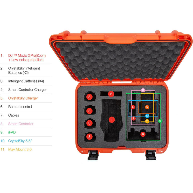 Nanuk Waterproof Hard Case 925 with Foam Insert for DJI Mavic 2 Pro|Zoom + Smart Controller, Crystalsky 5.5" or iPad - Orange
