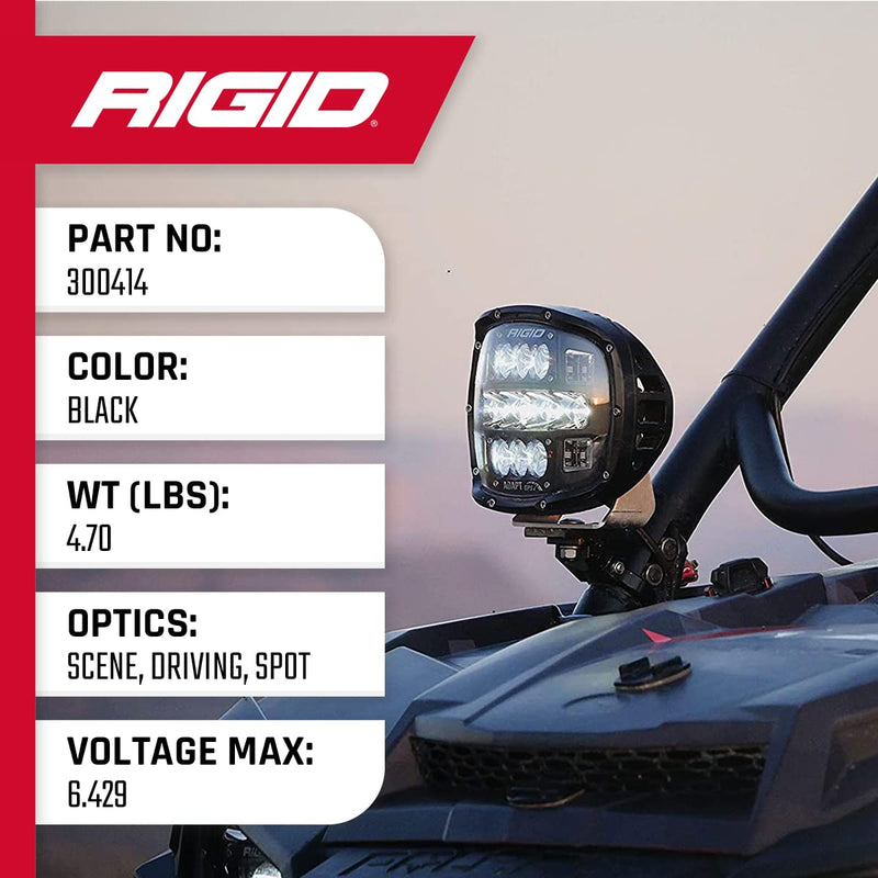 300414 RIGID INDUSTRIES – Adapt XP Extreme Powersports LED Light with 3 Lighting Zones – GPS Module – Single Light