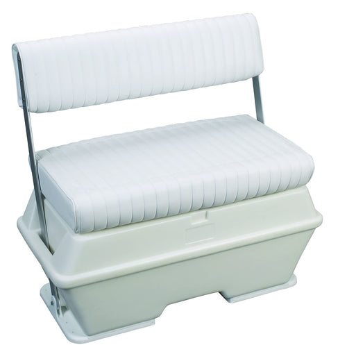 Moeller Swing Back Deluxe Permanent Mount Cooler or Livewell Boat Seat (72-Quart, 37" x 18.5" x 34.5") Capacity, White