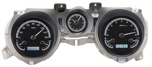 Dakota Digital VHX-71F-MUS-K-W Analog Dash Gauge System Compatible with 1971-73 Ford Mustang Black Alloy White Backlighting