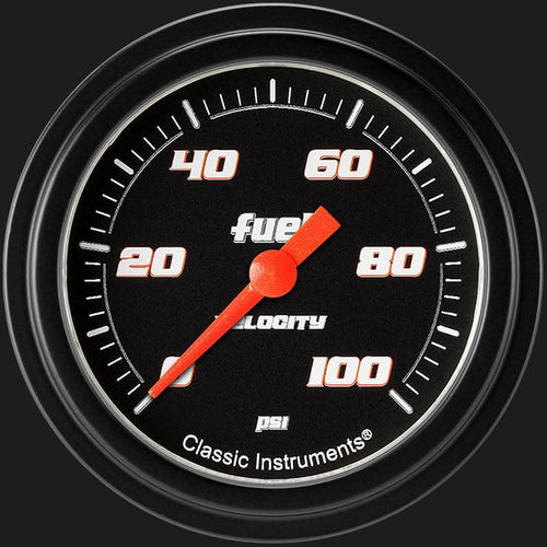 Velocity Classic Instruments Black VS346BBLF 2 5/8" Fuel Pressure Gauge 100 PSI Electric