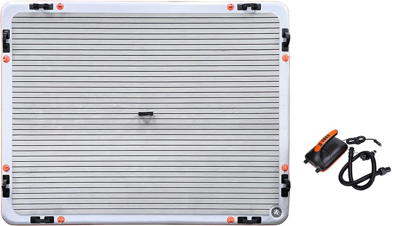 Voyager AO Coolers Inflatable Dock Platform 8'x10' - Inflatable Platform for Lakes, Beach, Pool, White
