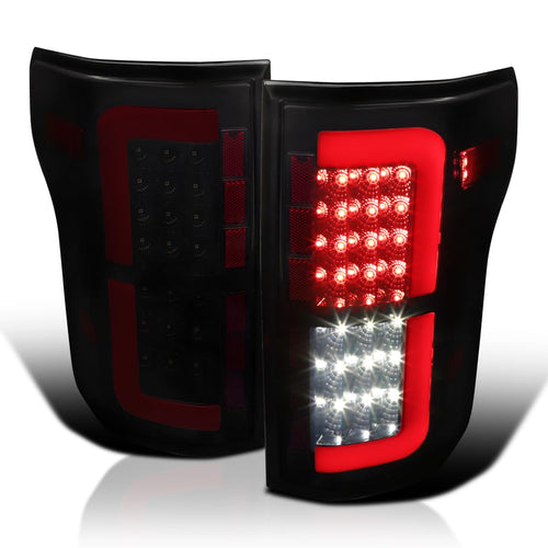 Black Smoke LED Tail Lights Spec-D Tuning Compatible with 2015-2020 Ford F150 F-150 Truck, Left + Right Pair Assembly