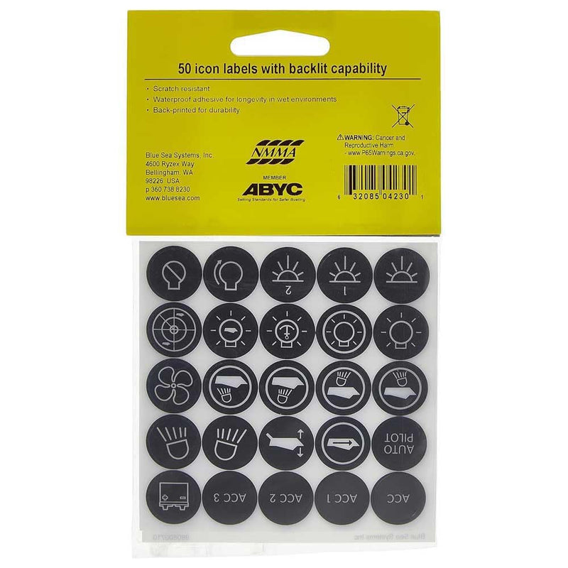 Push Button Switch Label Kit Blue Sea Systems, Black