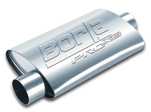 BORLA ProXS 40659 Universal Muffler 2.5" Center Inlet/ 2.5" Center Outlet 425" x 7.88" Oval x 14" Long body 19" Overall Length Universal Part. Reversible Design.