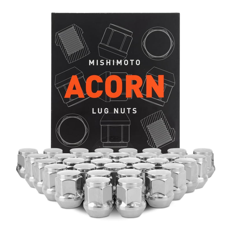 M14x1.5 Mishimoto Steel Lug Nuts, Acorn Seat, 32pc Set, Chrome