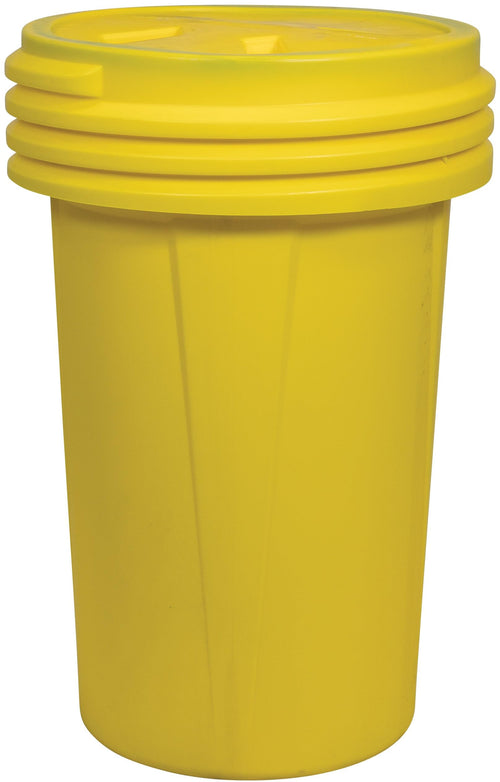 55 Gallon Eagle Plastic Drum with Lid, Screw-On Lid, 40"x26.5", Lab Pack Drum Made of Durable, Lightweight HDPE, Withstands Weather and Chemicals, Made in USA, Yellow, 1657