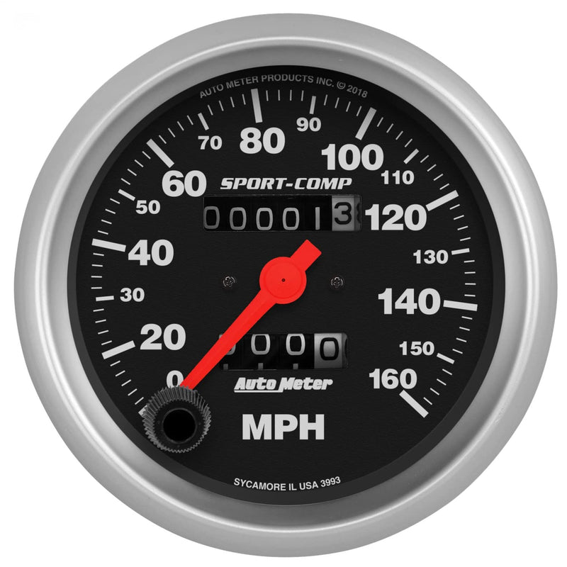 Speedometer AutoMeter 3993 Gauge, 3 3/8", 160Mph, Mechanical, Sport-Comp