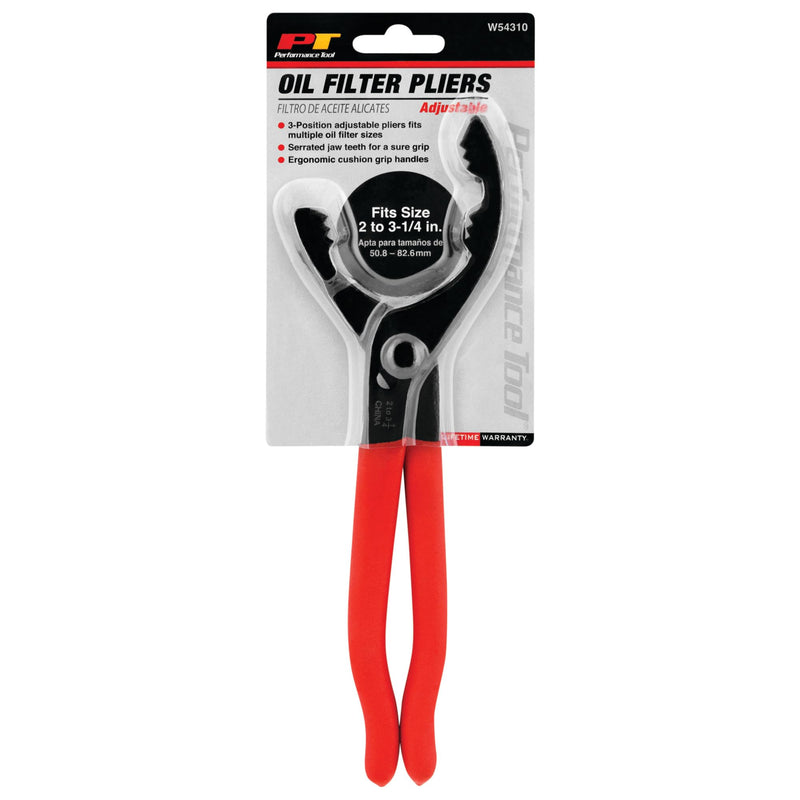 Small Performance Tool W54310 Straight Jaw Oil Filter Pliers 2 in. to 3-1/4 in.