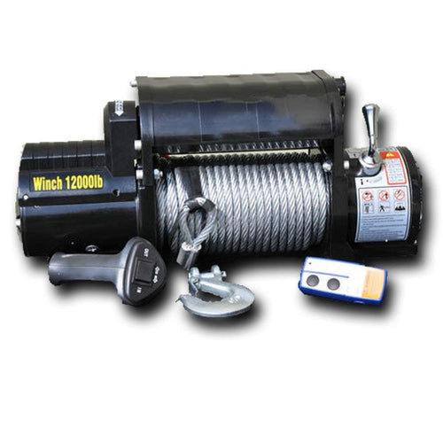 WB12SC | DV8 Offroad | Recovery Winch | Steel Cable with Roller Fairlead | 12,000 Line Pull Rating | 6.0HP Motor | 3-Stage Planetary Gears in 265:1 Ratio | Dual Remotes Included