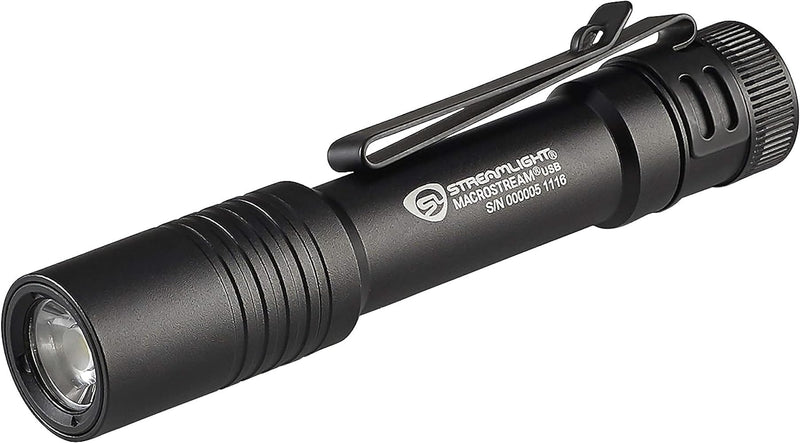 Streamlight MacroStream 66320 USB 500-Lumen 2000-Candela Rechargeable Compact EDC LED Flashlight with USB Cable, Black