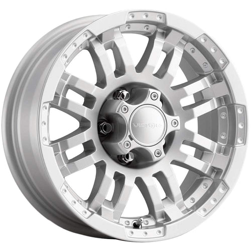 375 WARRIOR Vision Custom Wheel - 17x8.5, 25 Offset, 6x135 Bolt Pattern, 87.1mm Hub - Winter Paint Silver Rim