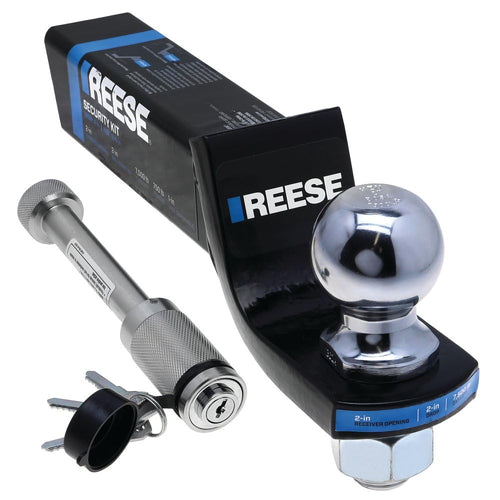 Reese Trailer Hitch Ball Mount Security Kit 21650, Fits 2 Inch Square Receiver, 2 Inch Drop, 0.75 Inch Rise, 7,500 lbs. Capacity, Includes 2 Inch Trailer Hitch Ball and Receiver Lock