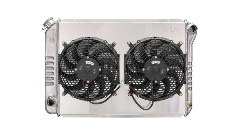 COLD - Radiator and Fan CaseCold, 30.188 in W x 19.688 in H x 3 in D, Passenger Side Inlet, Driver Side Outlet, Aluminum, Polished