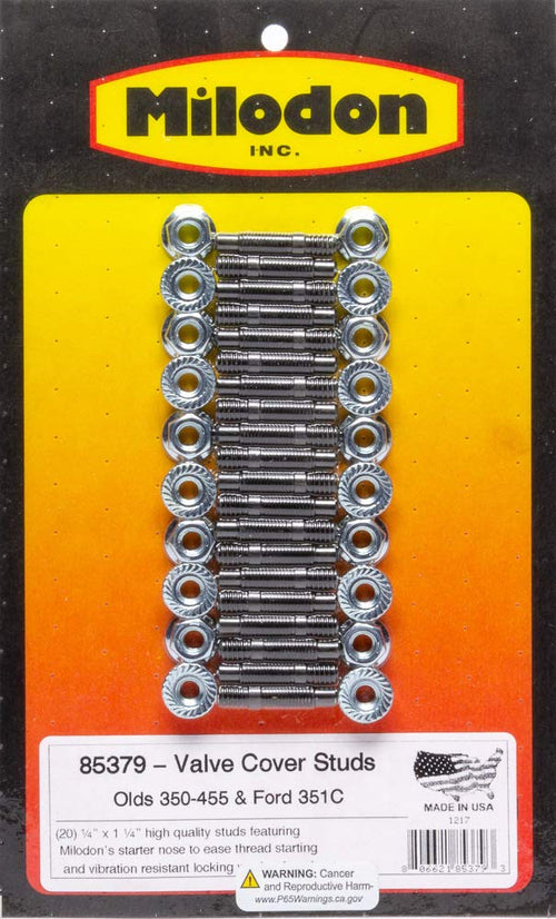 Milodon Valve Cover Stud Kit 85379 with Built-In Washer for Ford 351C/400M and Oldsmobile, Black