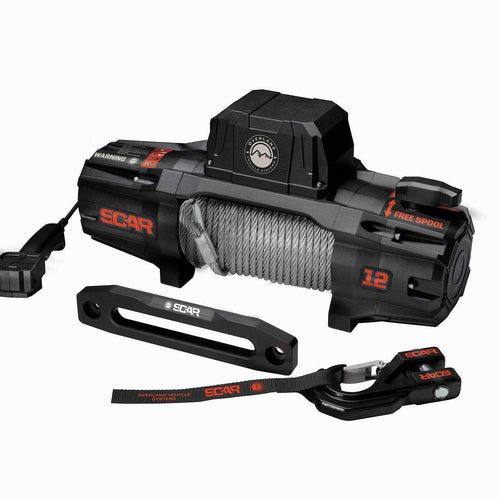 Scar 12 Overland Vehicle Systems Off Road Recovery Winch 12,000lb Steel Cable and Wireless Remote
