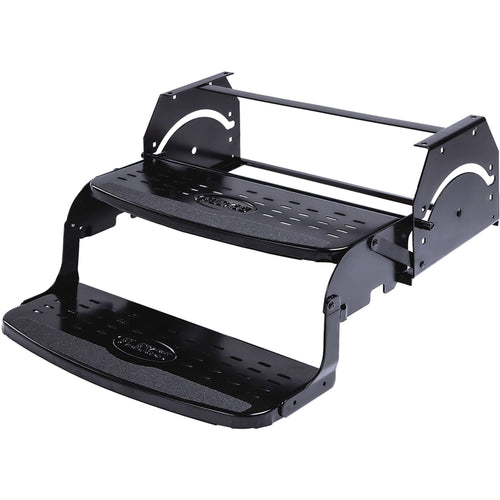 Manual RV Step Stromberg Carlson SMFP-2120 – Foldable Camper Stairs for Trailer Entry, Portable Double Pull Out Platform for RV, Rust Resistant Construction, Exterior Camper Step, 20" Non-Skid Design