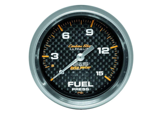 Auto Meter Carbon Fiber 4813 Mechanical Fuel Pressure Gauge