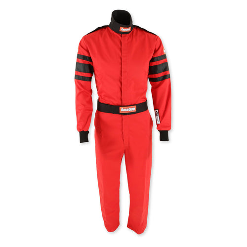 110 Series RaceQuip 110013RQP 1-Pc Driving Suit SFI 3.2A/1 Red/Black Medium
