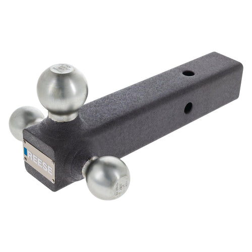 Tri-Ball Reese 7097800 Trailer Hitch Ball Mount, (1-7/8 Inch, 2 Inch, 2-5/16 Inch Trailer Hitch Balls), Fits 2-1/2 Inch Square Receiver, 18,000 lbs. Capacity, Premium Black